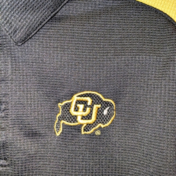 Nike DriFit Men's Colorado Buffaloes Football Black Polo Gold Shirt Small NCAA - Picture 5 of 11